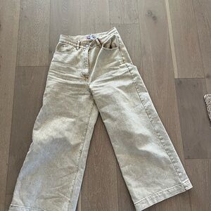 Urban Outfitters Cream Wide-Leg Jeans
